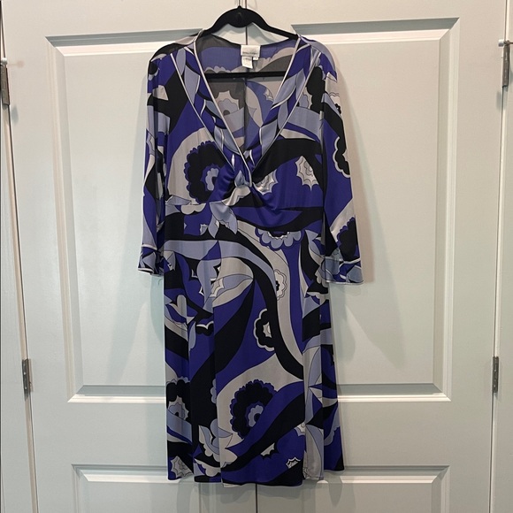 Donna Morgan Purple and Black Patterned Dress size 14W - Picture 1 of 6